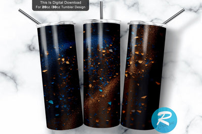 DarkBlue SandyBrown Glitter 20 oz / 30 oz Tumbler PNG Sublimation Regulrcrative 