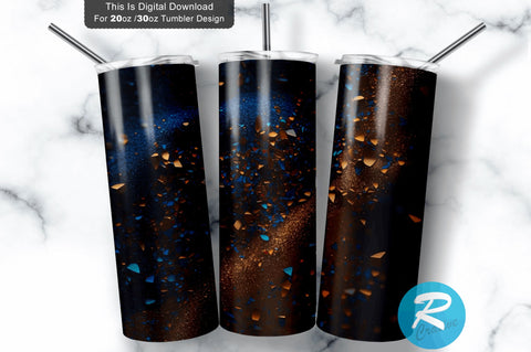 DarkBlue SandyBrown Glitter 20 oz / 30 oz Tumbler PNG Sublimation Regulrcrative 