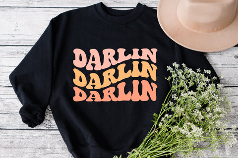 Darlin svg, Retro Darlin Svg, Darling, Darlin Retro Font Silhouette Cricut Cameo Cut Files Digital Download, Commercial Use Svg Tshirts SVG Fauz 