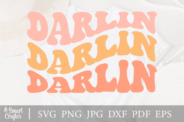 Darlin svg, Retro Darlin Svg, Darling, Darlin Retro Font Silhouette Cricut Cameo Cut Files Digital Download, Commercial Use Svg Tshirts SVG Fauz 
