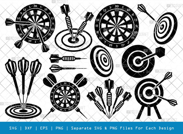 Dart SVG Bundle, Dart Silhouette, Dartboard Svg, Target Svg, Shooting Target Svg, Dart Game Svg, Bubbles Bundle, SVG ETC Craft 
