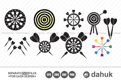 Dartboard Svg | Dartboard with Dart | Championship Tournament Logo | Silhouette | Clipart | Cuttable Design SVG, PNG, DXF & eps Designs SVG dahukdesign 