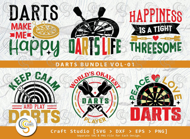 Darts Bundle Vol-01 SVG Cut File, Darts Make Me Happy, Darts Life, Happiness Is A Tight, Worlds Okayest Darts, Peace Love Darts, Darts Quote SVG ETC Craft 