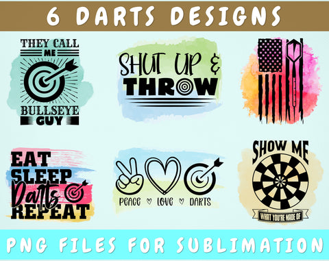 Darts Sublimation Designs Bundle, 6 Designs, Darts PNG Files, Eat Sleep Darts Repeat PNG, They Call Me Bullseyes Guy PNG Sublimation HappyDesignStudio 