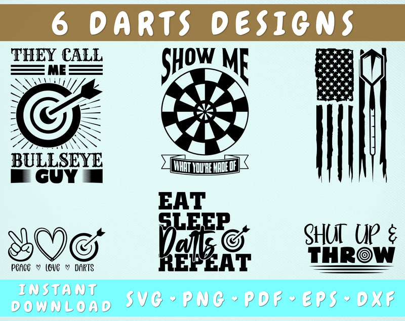 Darts SVG Bundle, 6 Designs, Darts Quotes SVG, Darts Lover SVG, Darts Sayings SVG, Darts Shirt SVG, They Call Me Bullseye Guy SVG SVG HappyDesignStudio 