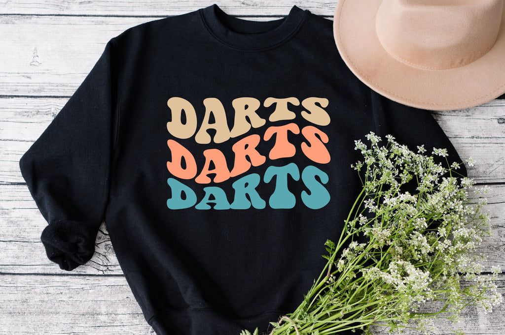 Darts Svg, Darts vibes Svg, Png Groovy Wavy Text Stacked Retro Vintage ...