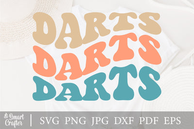 Darts Svg, Darts vibes Svg, Png Groovy Wavy Text Stacked Retro Vintage Wavey Trendy. SVG Fauz 