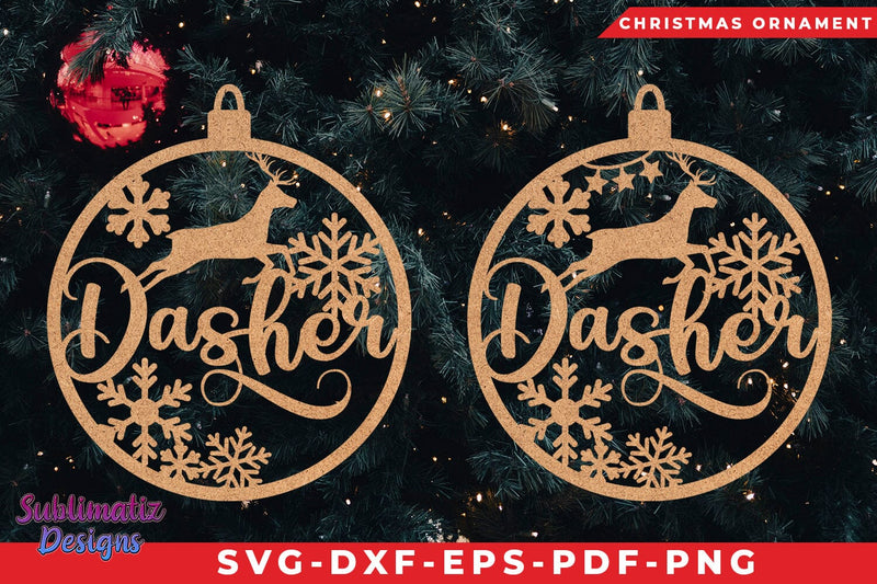 Dasher Christmas Tree Ornament SVG Cut File SVG Sublimatiz Designs 