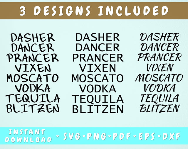 Dasher Dancer Prancer Funny SVG SVG HappyDesignStudio 