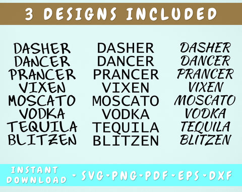 Dasher Dancer Prancer Funny SVG SVG HappyDesignStudio 