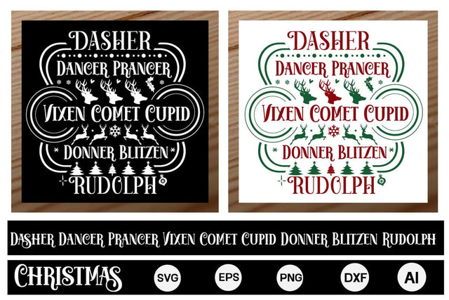 Dasher Dancer Prancer Vixen Comet Cupid Donner Blitzen Rudolph Round Porch SVG SVGs,Quotes and Sayings,Food & Drink,On Sale, Print & Cut SVG DesignPlante 503 