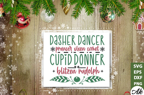 Dasher dancer prancer vixen comet cupid donner-blitzen rudolph Sign Making SVG SVG akazaddesign 