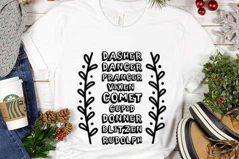 Dasher Dancer Prancer Vixen Comet Cupid Donner Blitzen Rudolph SVG Angelina750 