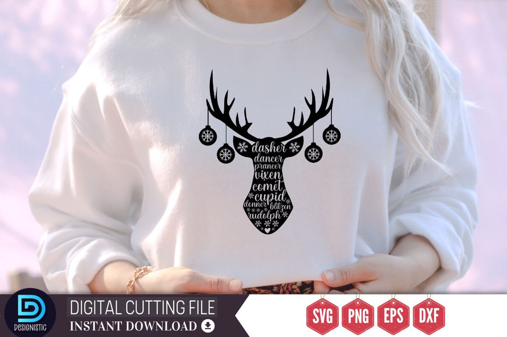 Prancer Svg Dasher dancer prancer vixen comet cupid donner blitzen rudolph SVG - So ...