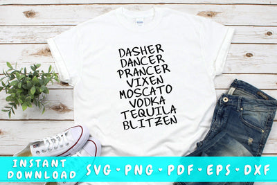 Dasher Dancer Prancer Vixen Moscato Vodka Tequila Blitzen SVG SVG HappyDesignStudio 