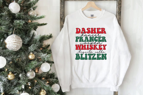 Dasher Dancer Prancer Vixen Whiskey Tequila Vodka Blitzen Sublimation Creativeart88 