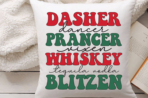 Dasher Dancer Prancer Vixen Whiskey Tequila Vodka Blitzen Sublimation Creativeart88 