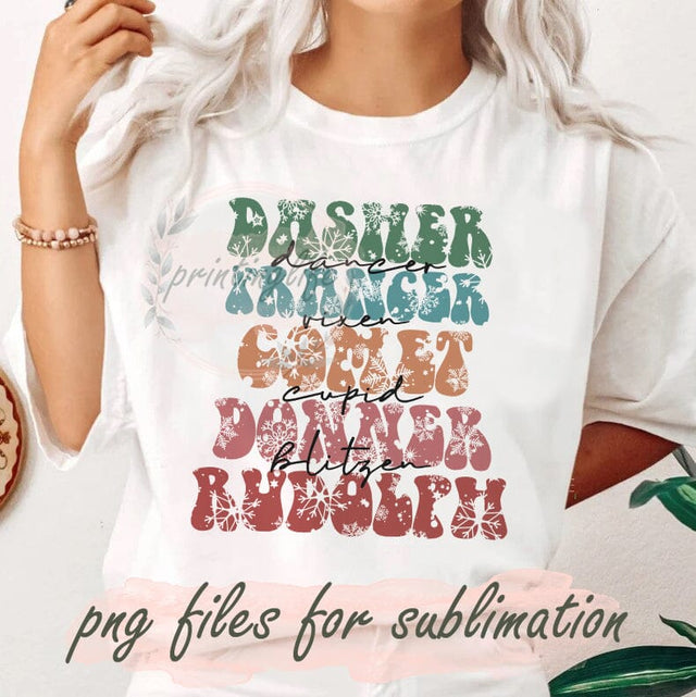 Dasher Francer Comet Donner Rudolph Png, Christmas Png, hristmas Sublimation Png, Snowflake Sublimation Design, Instant Download Sublimation PrintingLife 