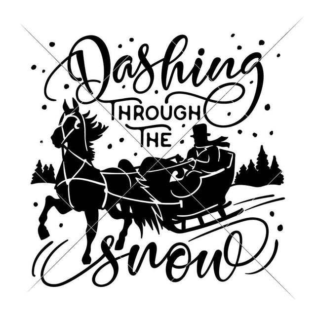 Dashing through the Snow with Horse Sleigh - Christmas SVG SVG Chameleon Cuttables 