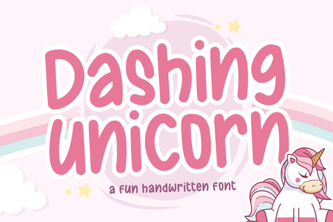 Dashing Unicorn Fun Handwritten font Font Balpirick 