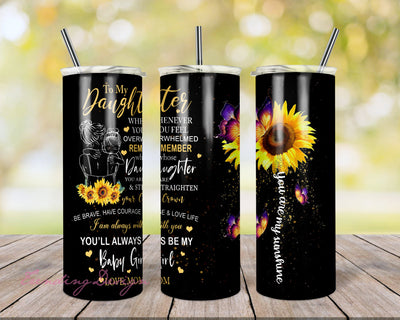 Daughter and Sunflower 20oz Skinny Tumbler Straight & Tapered Sublimation, Waterslide Digital Design Full Tumbler Wrap PNG Sublimation TrendingDesign 