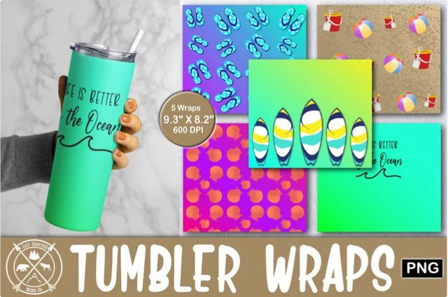 Day at the Beach Tumbler Wrap Sublimation Bundle|PNG Tumbler Sublimation Last Frontier Design Co. 