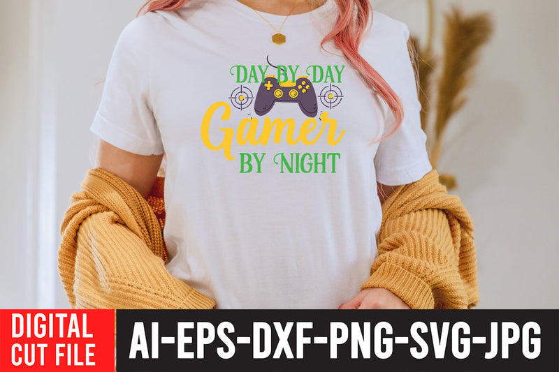 Day By Day Gamer By Night SVG Design SVG BlackCatsMedia 