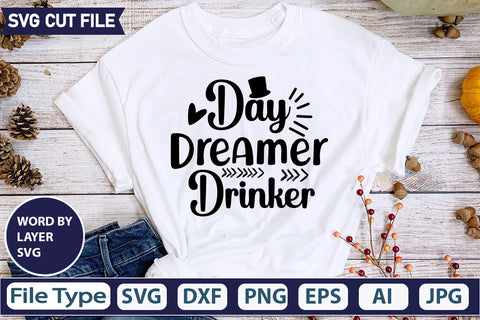 day dreamer drinker Svg Cut file,SVGs,quotes-and-sayings,food-drink,mini-bundles,print-cut,on-sale, SVG DesignPlante 503 