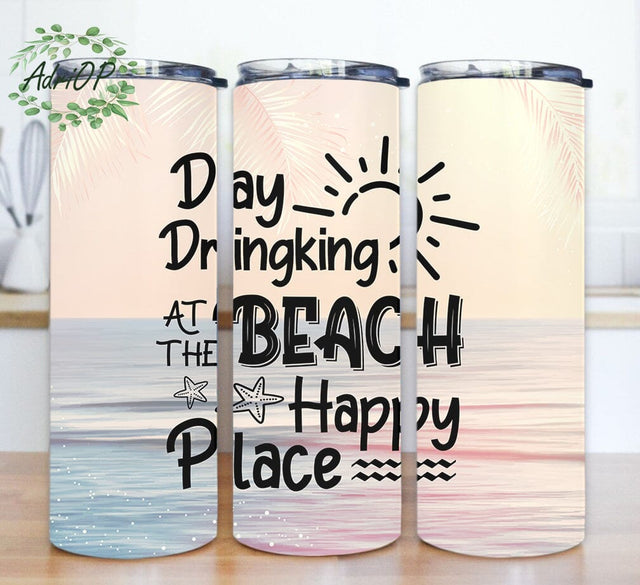 Day Drinking At The Beach Tumbler Design, Beach 20oz Skinny Tumbler, Beach Vacation Tumbler Png, Beach Tumbler Wrap, Beach Life Sublimation Design, Digital Download Sublimation AdriOP 