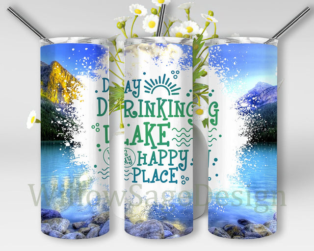 Day Drinking On The Lake Is My Happy Place Design Png, Lake Life 20oz Skinny Tumbler, Funny Drinking Tumbler Png, Travel Sublimation Design, Digital Download Sublimation WillowSageDesign 