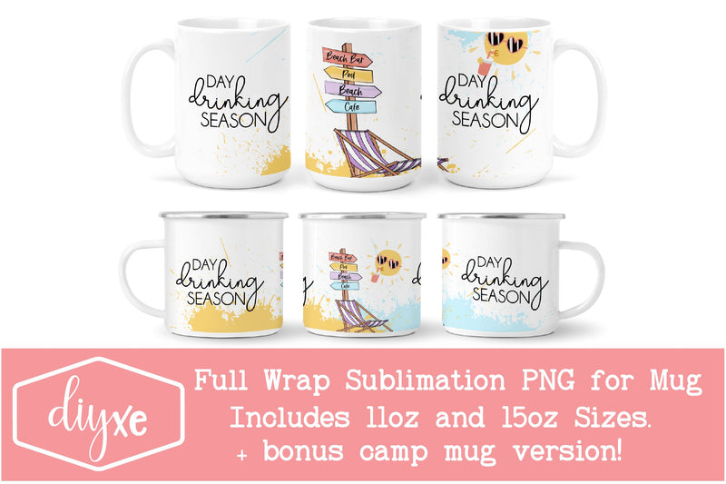 Day Drinking Season | Summer Mug Png Sublimation DIYxe Designs 