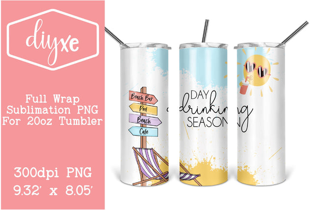 Day Drinking Season | Summer Tumbler Png Sublimation DIYxe Designs 