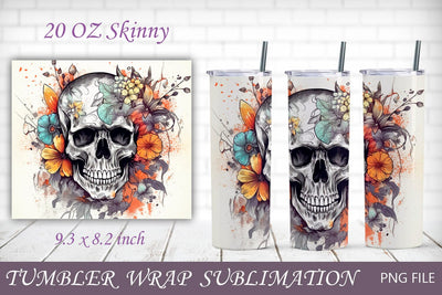 Day of the dead 20oz tumbler, Sugar skull tumbler wrap Sublimation AnastasiyaArtDesign 