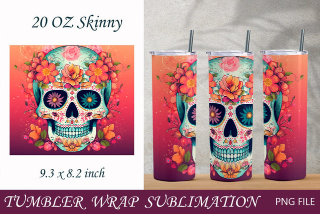Day of the dead tumbler wrap, Sugal skull, Halloween sublimation Sublimation AnastasiyaArtDesign 