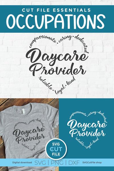 Daycare Provider svg with heart words SVG SVG Cut File 