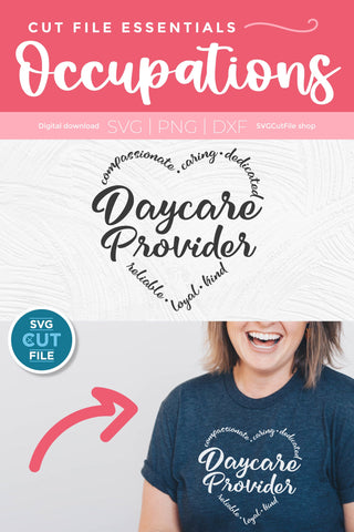 Daycare Provider svg with heart words SVG SVG Cut File 