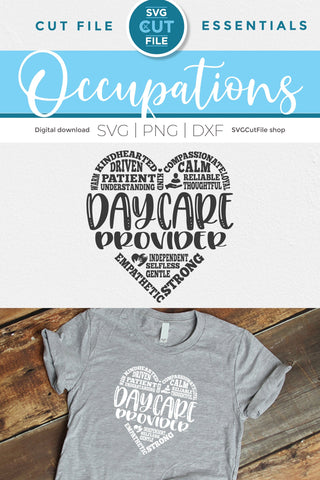 Daycare Provider svg with subway art heart words SVG SVG Cut File 
