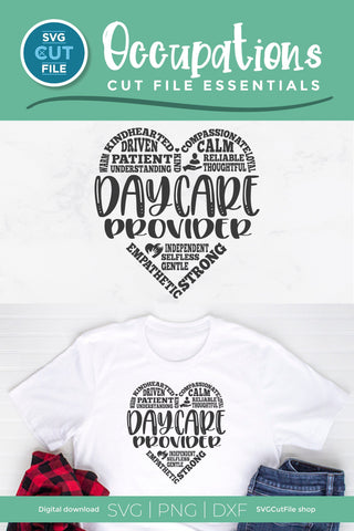 Daycare Provider svg with subway art heart words SVG SVG Cut File 