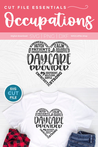 Daycare Provider svg with subway art heart words SVG SVG Cut File 