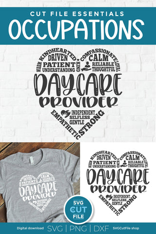 Daycare Provider svg with subway art heart words SVG SVG Cut File 