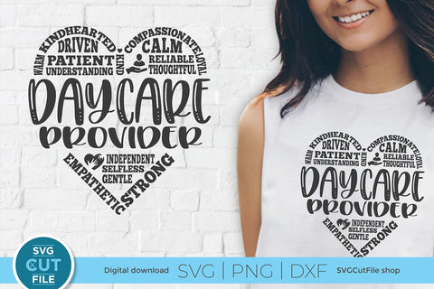 Daycare Provider svg with subway art heart words SVG SVG Cut File 