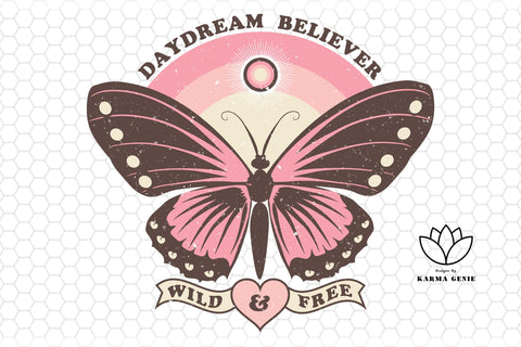 Daydream Believer - Boho Butterfly Sublimation Sublimation Karma Genie Graphics 