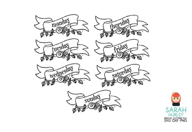 Days Of The Week Banners SVG Sarah Hurley 