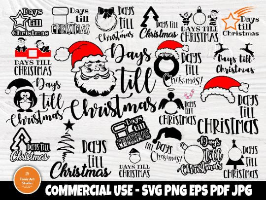 Days till Christmas | Cricut and Silhouette cut files | Christmas svg bundle | Funny christmas quotes | Card making | T shirt designs svg SVG TonisArtStudio 