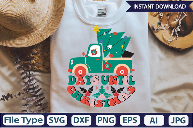 Days Until Christmas Retro Sublimation Design Sublimation DesignPlante 503 