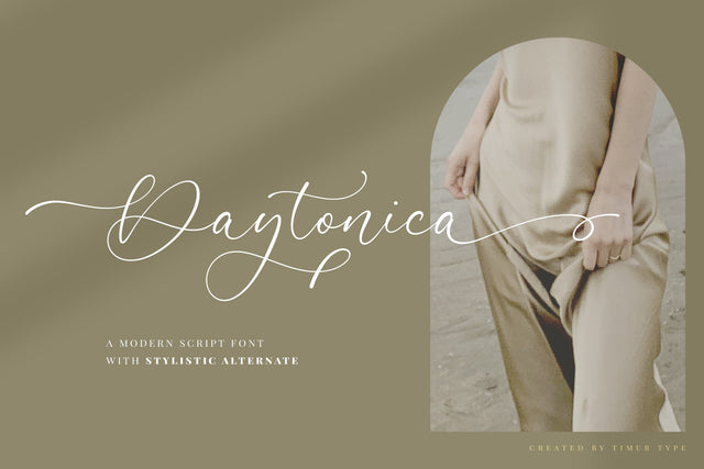 Daytonica - Modern Script font Font Timur type 