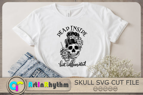 Dead inside but caffeinated SVG, Halloween SVG, Skull SVG, Mom Life SVG SVG Artinrhythm shop 