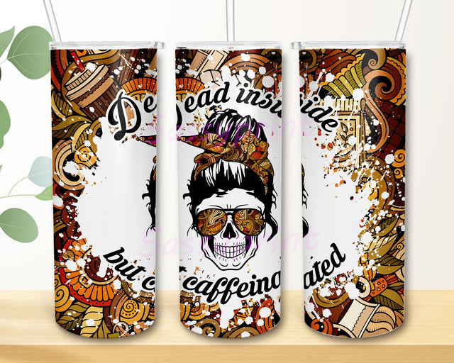 Dead inside but caffeinated wrap coffee Tumbler wrap coffee doodles png Downloadable PNG sublimation Sublimation sassyprint 