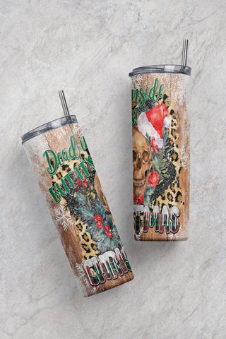 dead inside but it's Christmas tumbler PNG design Mom skull and flower wreath 20 oz skinny tumbler STRAIGHT digital wrap Sublimation CaldwellArt 