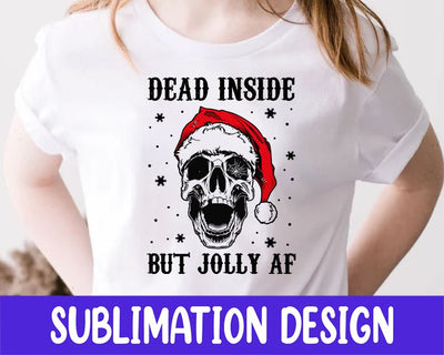 Dead Inside But Jolly AF Christmas Sublimation Design, Christmas skull PNG Sublimation iStyleDesign 